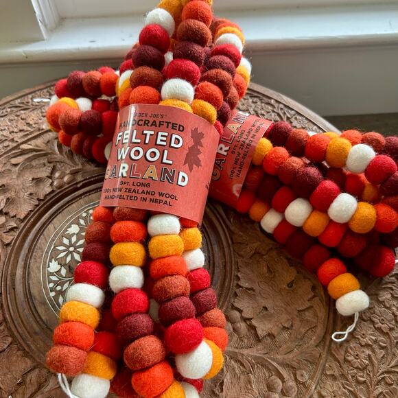 Trader Joe’s Felted Wool Garland Set of 2 Handcrafted 9ft Fall Seasonal Colors - Picture 3 of 10